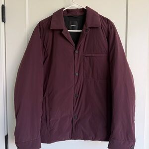 Theory Men's Burgundy Snap-Front Puffer Jacket